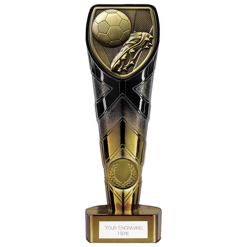 Fusion Cobra Football Boot & Ball Trophy | Black & Gold | 200mm | G7