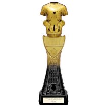 Fusion Viper Tower Football Shirt Trophy | Black & Gold | 320mm | G25