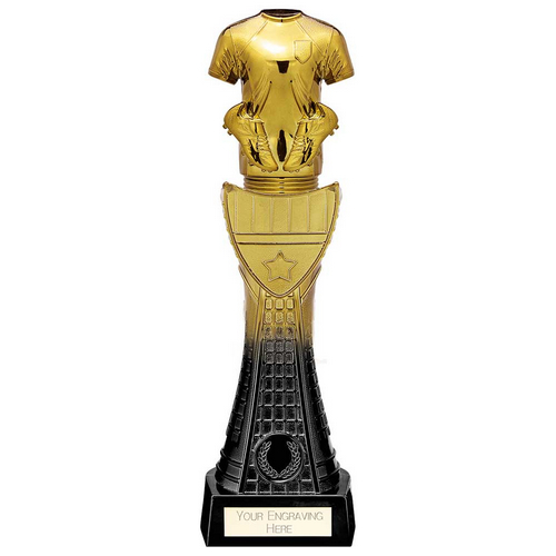 Fusion Viper Tower Football Shirt Trophy | Black & Gold | 320mm | G25