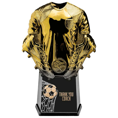 Invincible Shirt Thank You Coach Football Trophy | Gold | 220mm | G25