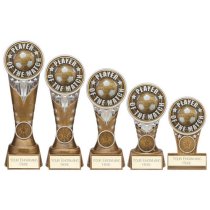 Ikon Tower Player of the Match Football Trophy | Antique Silver & Gold | 175mm | G24