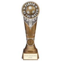 Ikon Tower Player of the Match Football Trophy | Antique Silver & Gold | 225mm | G24