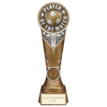 Ikon Tower Player of the Match Football Trophy | Antique Silver & Gold | 225mm | G24