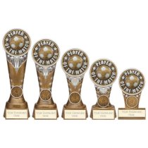 Ikon Tower Player of the Match Football Trophy | Antique Silver & Gold | 225mm | G24
