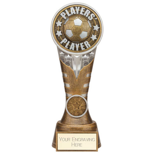 Ikon Tower Players Player Football Trophy | Antique Silver & Gold | 200mm | G24