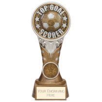 Ikon Tower Top Goal Scorer Football Trophy | Antique Silver & Gold | 175mm | G24