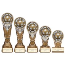 Ikon Tower Thank you Coach Football Trophy | Antique Silver & Gold | 150mm | G24