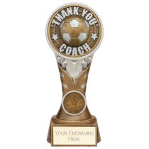 Ikon Tower Thank you Coach Football Trophy | Antique Silver & Gold | 175mm | G24