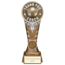 Ikon Tower Thank you Coach Football Trophy | Antique Silver & Gold | 200mm | G24