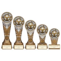 Ikon Tower Thank you Coach Football Trophy | Antique Silver & Gold | 225mm | G24