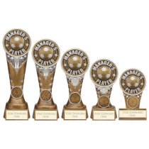 Ikon Tower Managers Player Football Trophy | Antique Silver & Gold | 150mm | G24