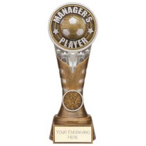 Ikon Tower Managers Player Football Trophy | Antique Silver & Gold | 200mm | G24