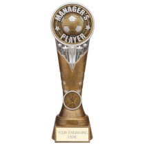 Ikon Tower Managers Player Football Trophy | Antique Silver & Gold | 225mm | G24