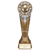 Ikon Tower Player of the Month Football Trophy | Antique Silver & Gold | 225mm | G24