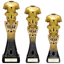 Fusion Viper Shirt Player of the Year Football Trophy | Black & Gold | 255mm | G7