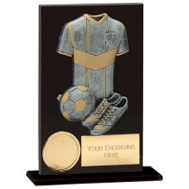 Euphoria Hero Glass Football Trophy | Jet Black | 125mm |