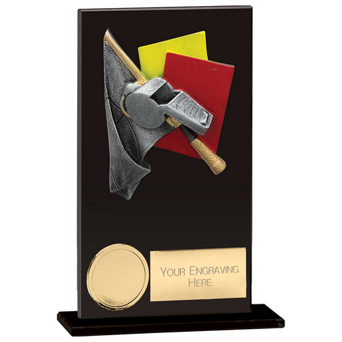 Hero Referee Glass Trophy | Jet Black | 140mm