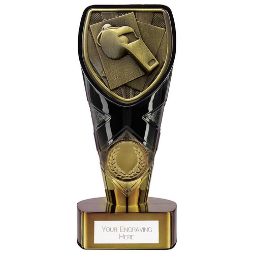 Fusion Cobra Referee Whistle Trophy | Black & Gold | 150mm | G7