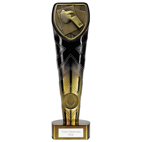 Fusion Cobra Referee Whistle Trophy | Black & Gold | 225mm | G7