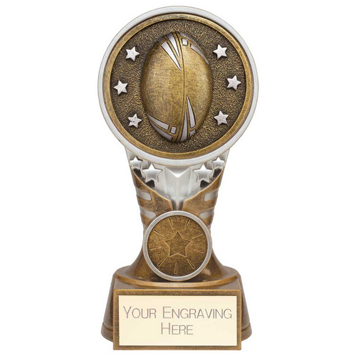 Ikon Tower Rugby Trophy | Antique Silver & Gold | 150mm | G24