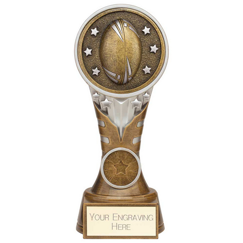 Ikon Tower Rugby Trophy | Antique Silver & Gold | 175mm | G24