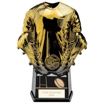 Invincible Heavyweight Rugby Shirt Trophy | Gold and Carbon Black | 190mm |