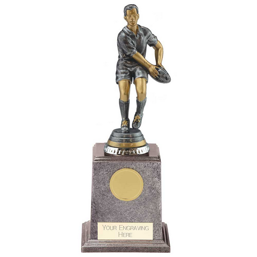 Cyclone Rugby Player Trophy | Male | Antique Silver | 225mm |