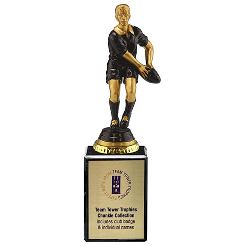 Cyclone Rugby Player Trophy | Male | Black & Gold | 215mm |