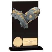 Euphoria Hero Glass Rugby Trophy | Jet Black | 140mm |