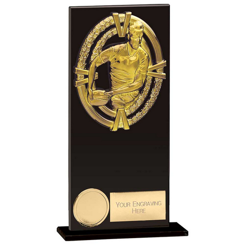 Maverick Fusion Rugby Trophy | Black Glass | 180mm |
