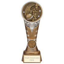 Ikon Tower Cricket Bowler Trophy | Antique Silver & Gold | 200mm | G24