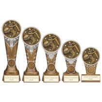 Ikon Tower Cricket Batsman Trophy | Antique Silver & Gold | 200mm | G24