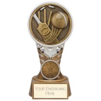 Ikon Tower Cricket Trophy | Antique Silver & Gold | 150mm | G24