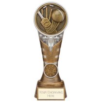 Ikon Tower Cricket Trophy | Antique Silver & Gold | 200mm | G24