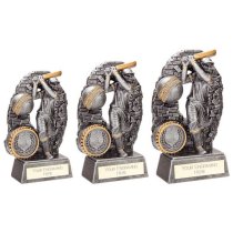 Blast Out Cricket Trophy | Male | Antique Silver | 110mm | G6