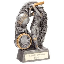 Blast Out Cricket Trophy | Female | Antique Silver | 110mm | G6