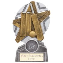 The Stars Cricket Plaque Trophy | Silver & Gold | 130mm | G9