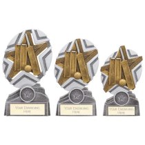The Stars Cricket Plaque Trophy | Silver & Gold | 130mm | G9