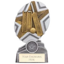 The Stars Cricket Plaque Trophy | Silver & Gold | 150mm | G9
