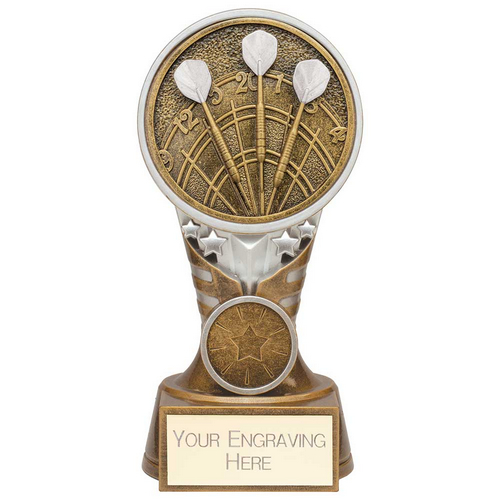 Ikon Tower Darts Trophy | Antique Silver & Gold | 150mm | G24