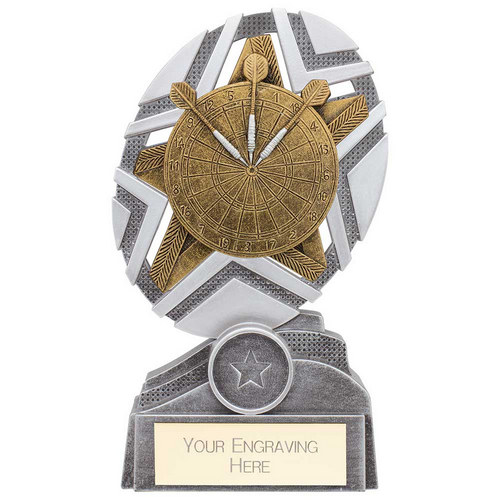 The Stars Darts Plaque Trophy | Silver & Gold | 170mm | G25