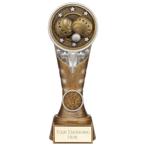 Ikon Tower Lawn Bowls Trophy | Antique Silver & Gold | 200mm | G24