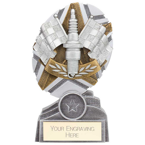 The Stars Motorsport Spark Plaque Trophy | Silver & Gold | 150mm | G9