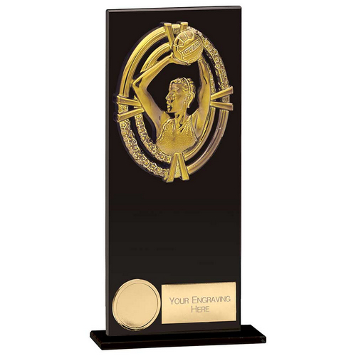 Maverick Fusion Netball Trophy | Black Glass | 200mm |