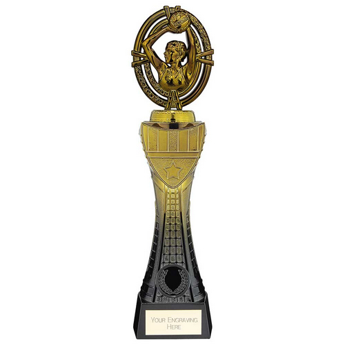 Maverick Heavyweight Netball Trophy | Black & Gold | 290mm | G24
