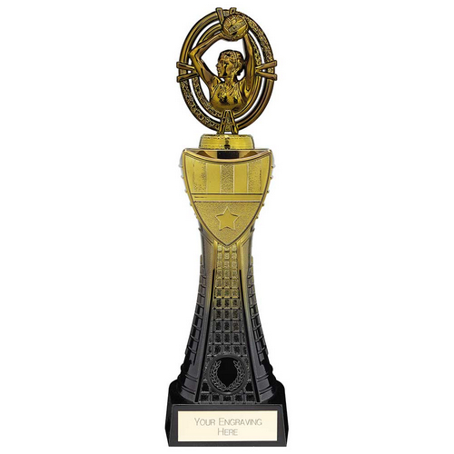 Maverick Heavyweight Netball Trophy | Black & Gold | 315mm | G25