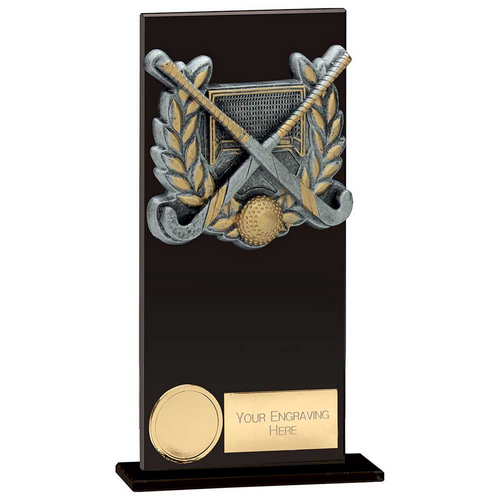 Euphoria Hero Field Hockey Glass Trophy | Jet Black | 180mm |