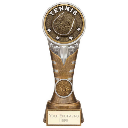 Ikon Tower Tennis Trophy | Antique Silver & Gold | 200mm | G24