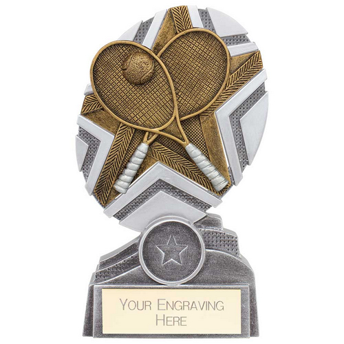 The Stars Tennis Plaque Trophy | Silver & Gold | 150mm | G9