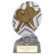 The Stars Tennis Plaque Trophy | Silver & Gold | 170mm | G25